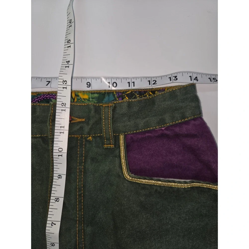 Vintage Major Damage Colorblock Jeans Green Purple Mens Size 30 High Rise 90s